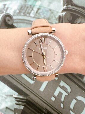 Fossil ES4343 Carlie Three-Hand Sand Quartz Diamond Accents